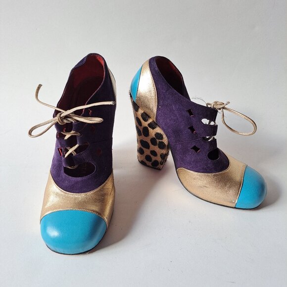 Vivienne Westwood Runway Purple Gold Blue Shoes Size 36